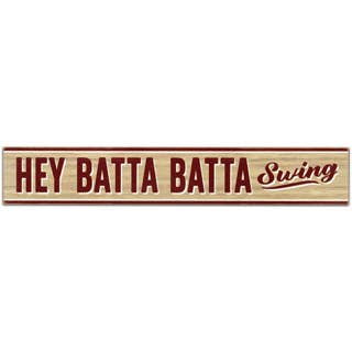 Hey Batta Batta Swing Baseball Wood Wall Decor for wholesale by Open Road Brands, LLC