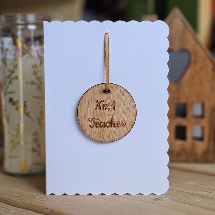 'No.1 Teacher' Wooden Medal and Card for wholesale by Nest