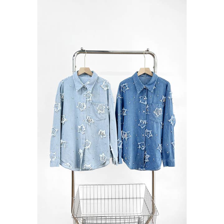XHHH Inc - Wholesale Shirt - Women's - Rhinestones Denim Shirts