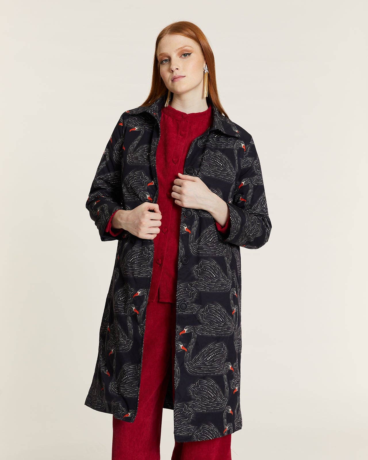 Pepaloves – Casaco - Mulher por atacado – Abrigo cisnes forro acolchoado1