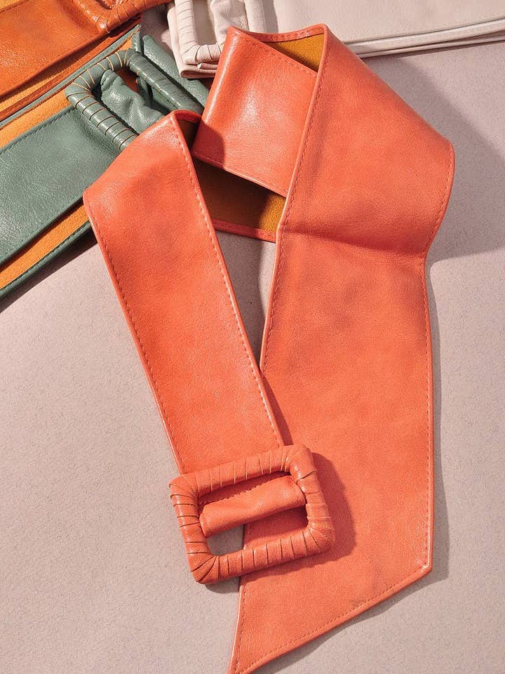 SMOOTH LEATHER SQUARE ROUNDED BELT JCB1448 for wholesale by anbfashion