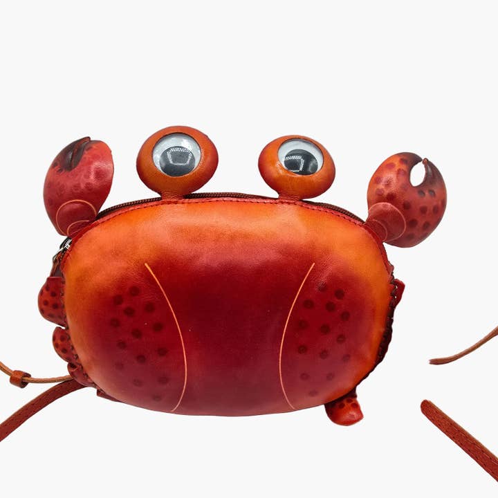 xle014 large crab purse pouch crossbody for wholesale by Sunflower Handmade leather inc