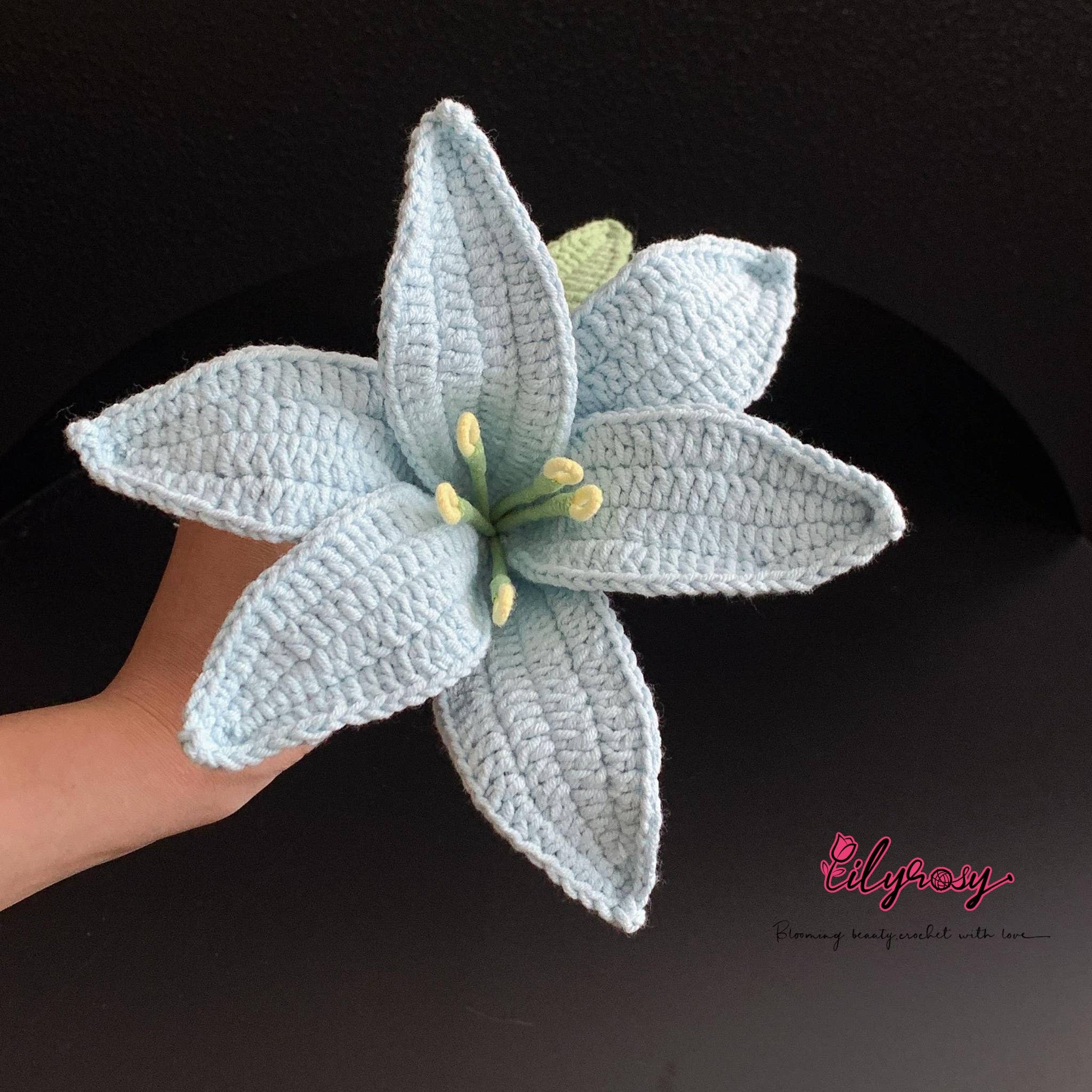 Lilyrosy（Duty free) - Vendita all'ingrosso Fiori finti - Fiori di giglio all’uncinetto Lilyrosy, regali fatti a mano6