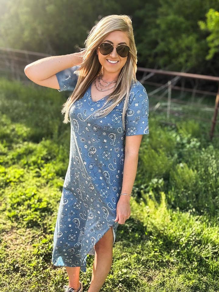 Bandana Babe Blue Maxi Dress for wholesale by Sterling Kreek