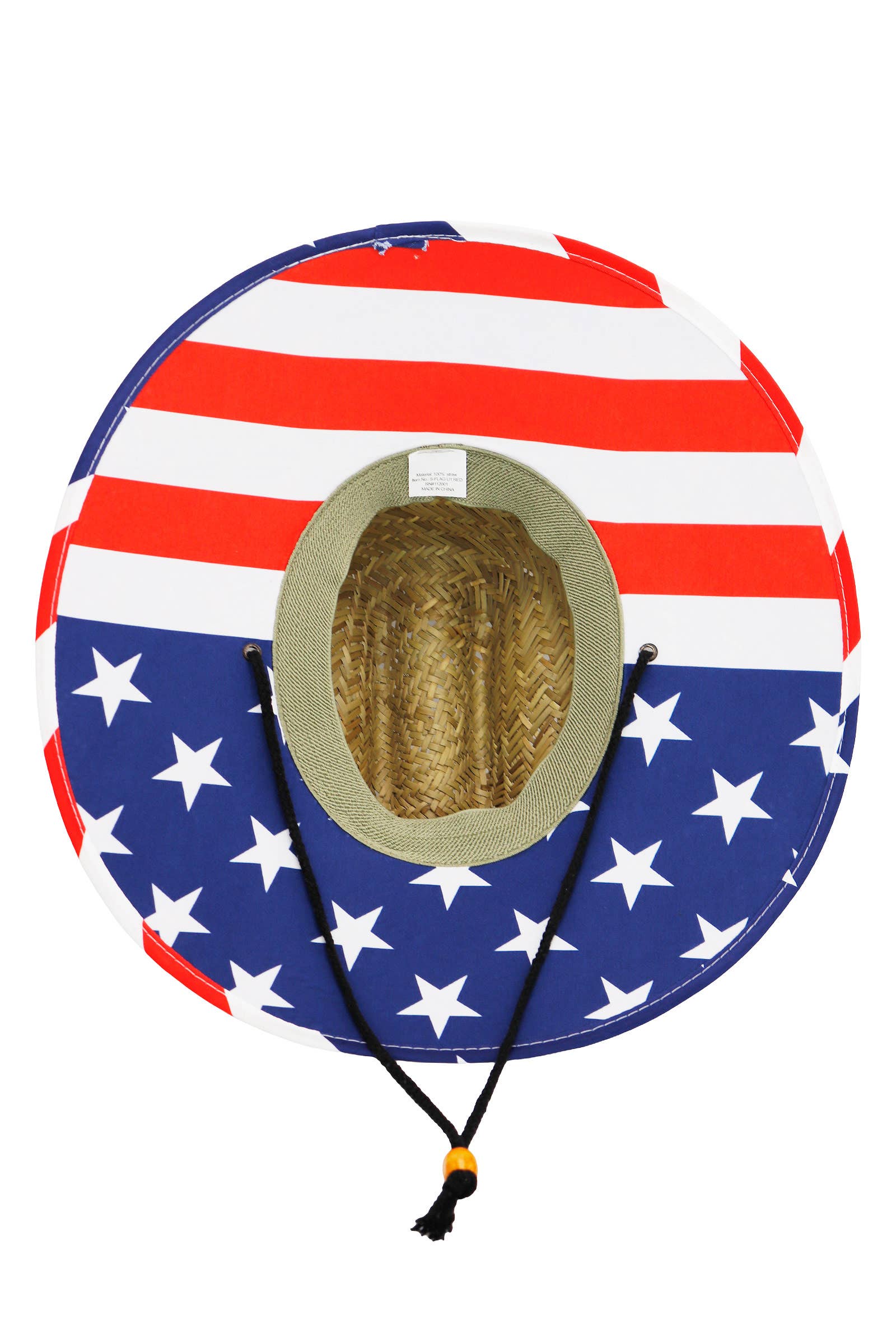 Cap Zone - Wholesale Straw Hat - Unisex - American Flag Under Brim Rush Straw Lifeguard Hat4
