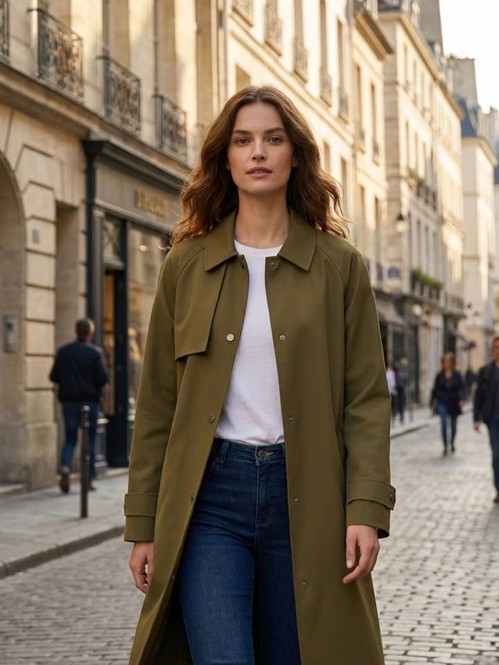 ASYMMETRICAL LONG TRENCH for wholesale by KZELL PARIS