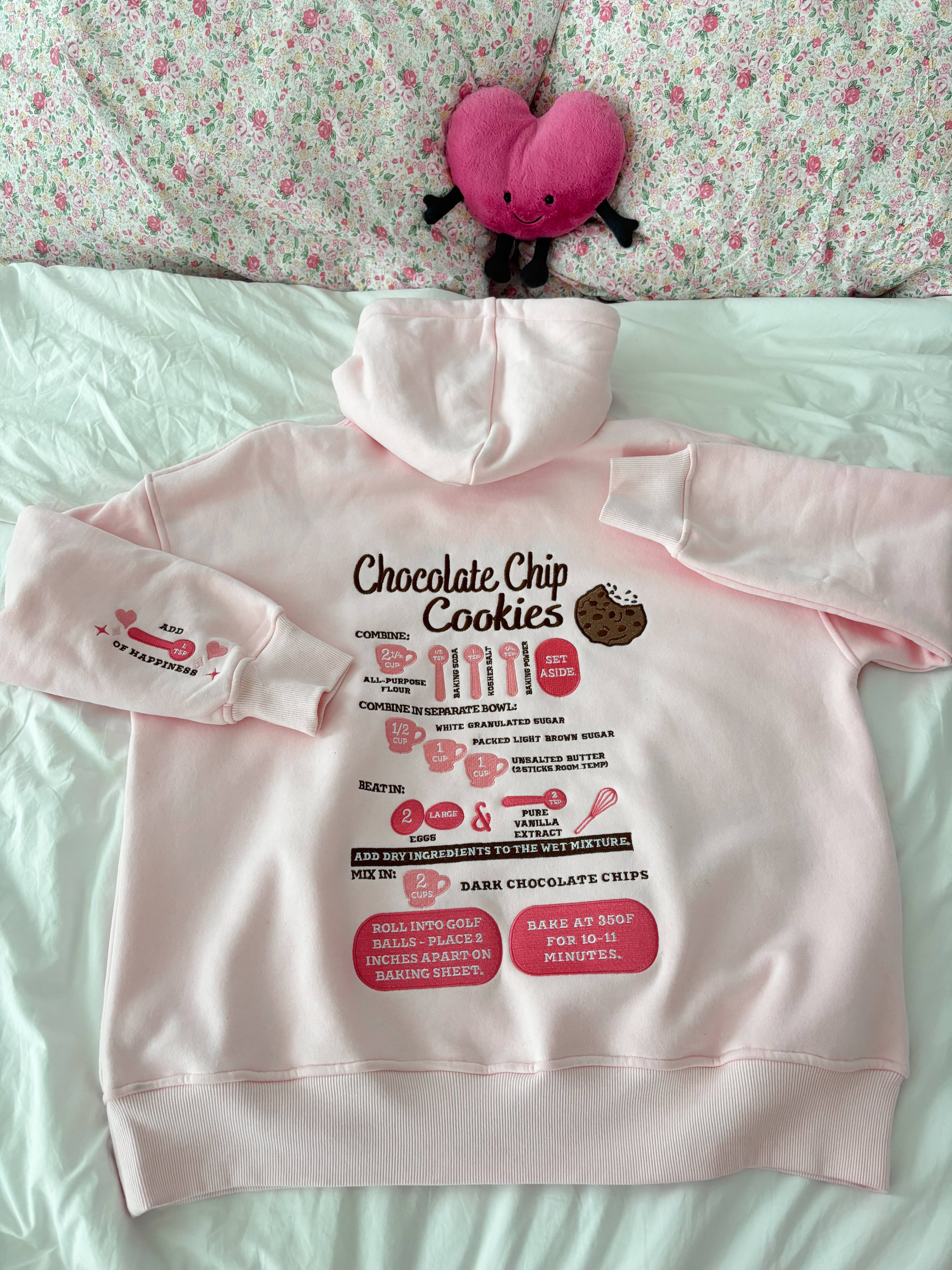 Light Pink Chocolate Chip Cookie Recipe Embroider Hoodie for wholesale on Faire5