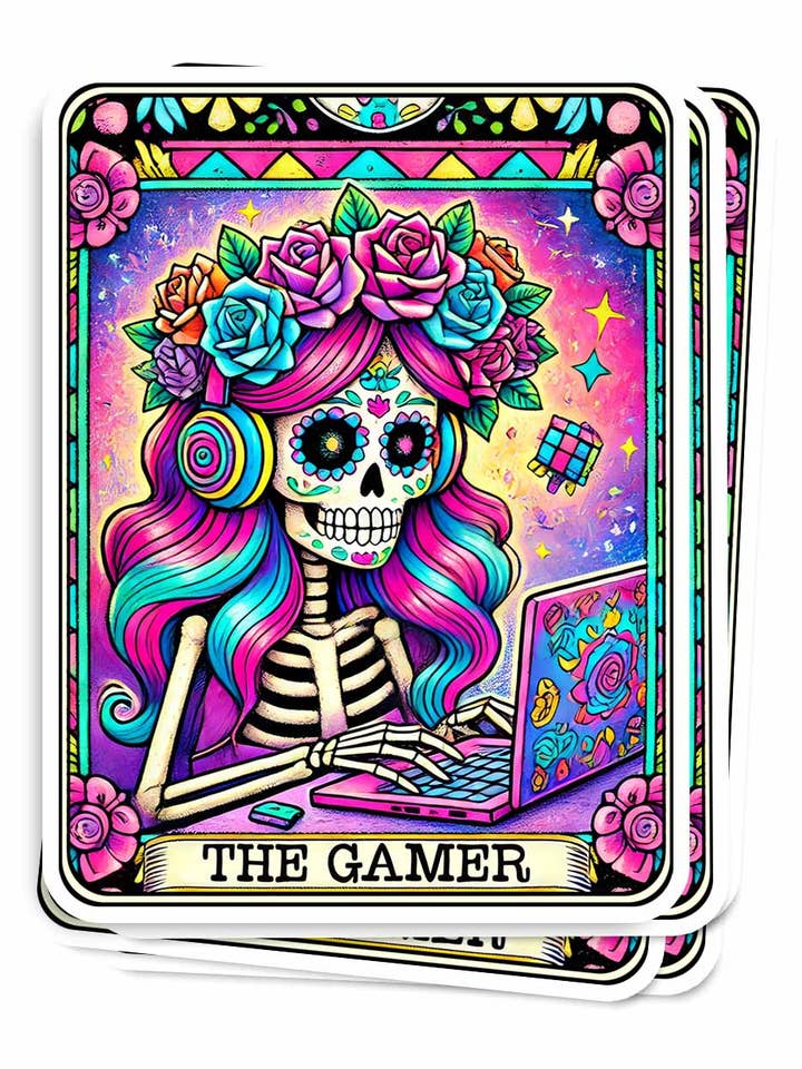 Pegatina de carta del tarot del jugador, pegatinas góticas de esqueleto para venta al por mayor de Side Story