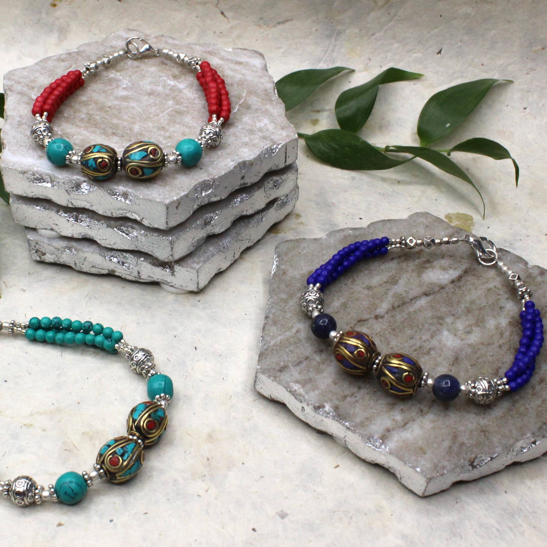 Didi Bahini Fair Trade - Wholesale Beaded Bracelet - Kailash Coral Tibetan Bracelet1