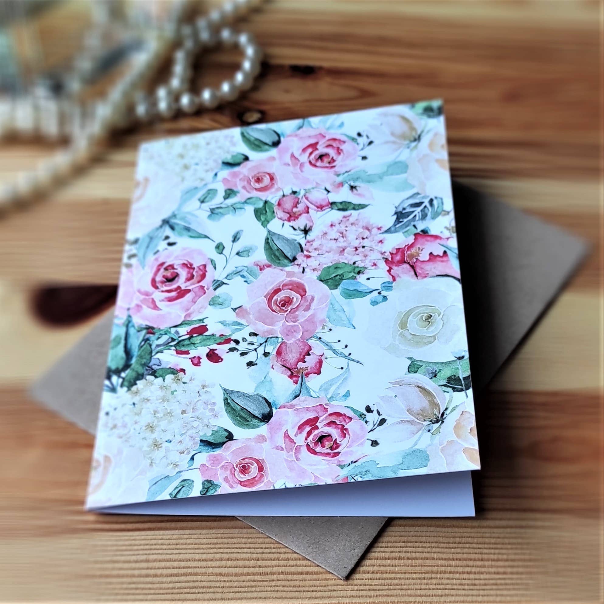 SIMPLY PAPER LOVE - Wholesale Love Card - 20084 Greeting Card Shabby Romantic Roses On White0