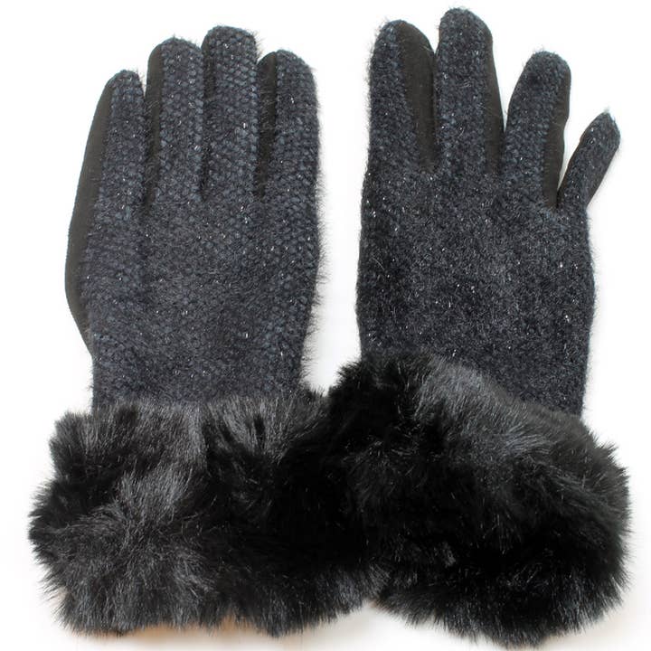 Svarta mjuka handskar i fuskpäls för wholesale av Western Counties Wholesale