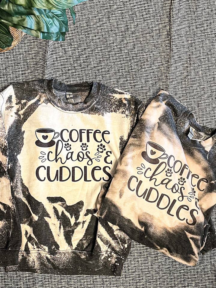 Puppy Cuddles Bleached Crewneck Sweatshirt for wholesale by MM Custom Apparel