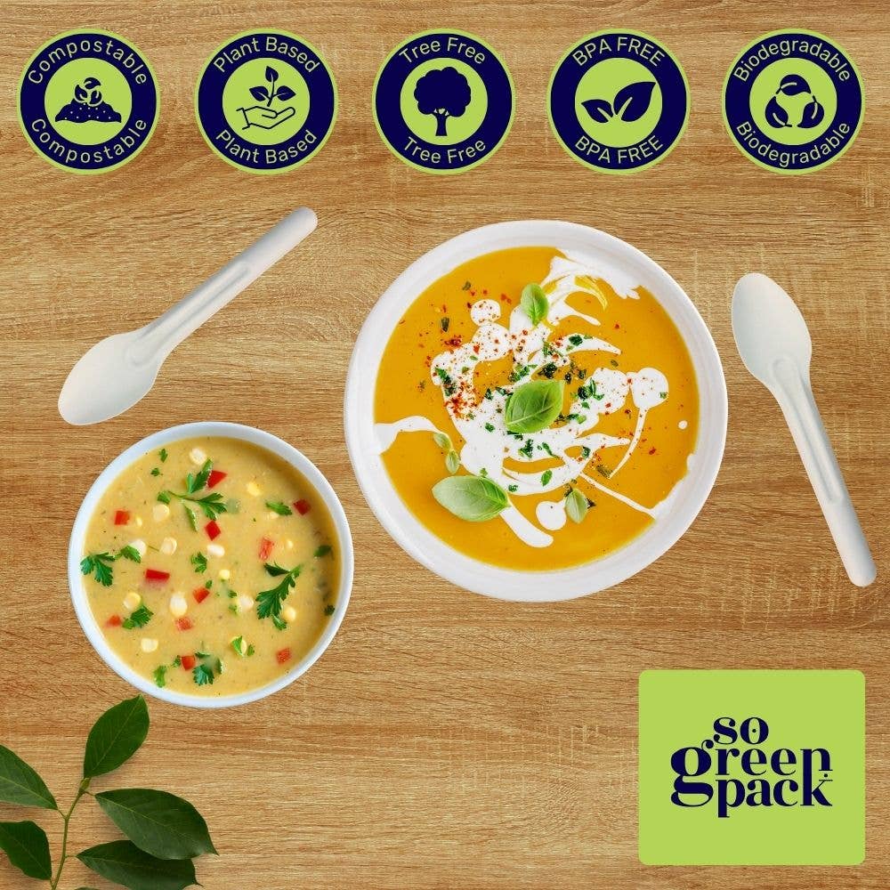 Sogreenpack - Wholesale Disposable Spoon - SoGreenPack  Eco-Friendly Bagasse Spoons 6.5-Inch 50 Pieces1