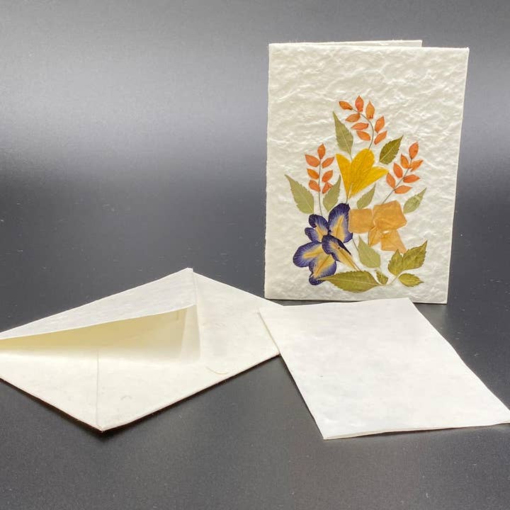 Wooven - Wholesale Stationery/Notecard Set - "Mulberry Tree" Notecards with handmade paper & real flowers
