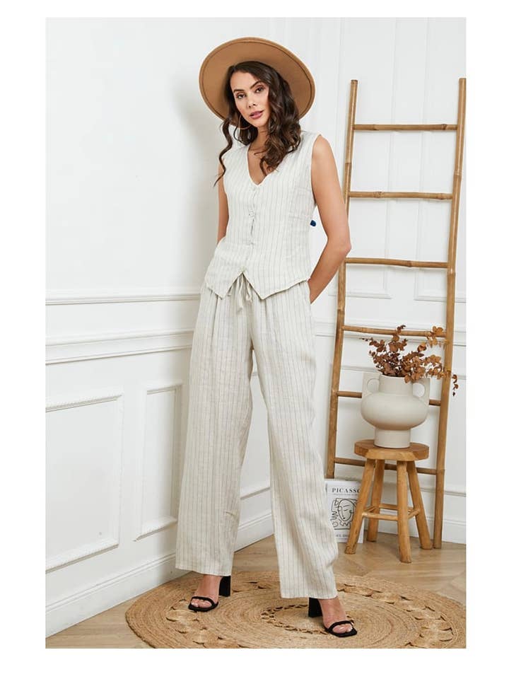 LÉA & LUC - Wholesale Button Down Shirt - Women's - Sleeveless shirt in 100% Linen REF. 5170