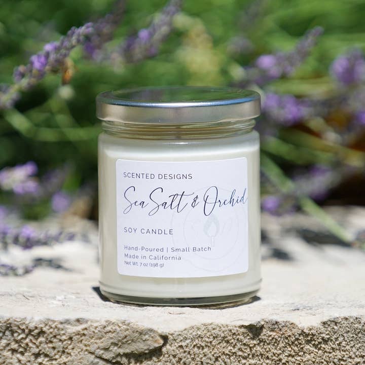 Scented Designs Candle Co - Wholesale Jar/Filled Candle - Sea Salt & Orchid Soy Candle - 7oz Signature Jar4