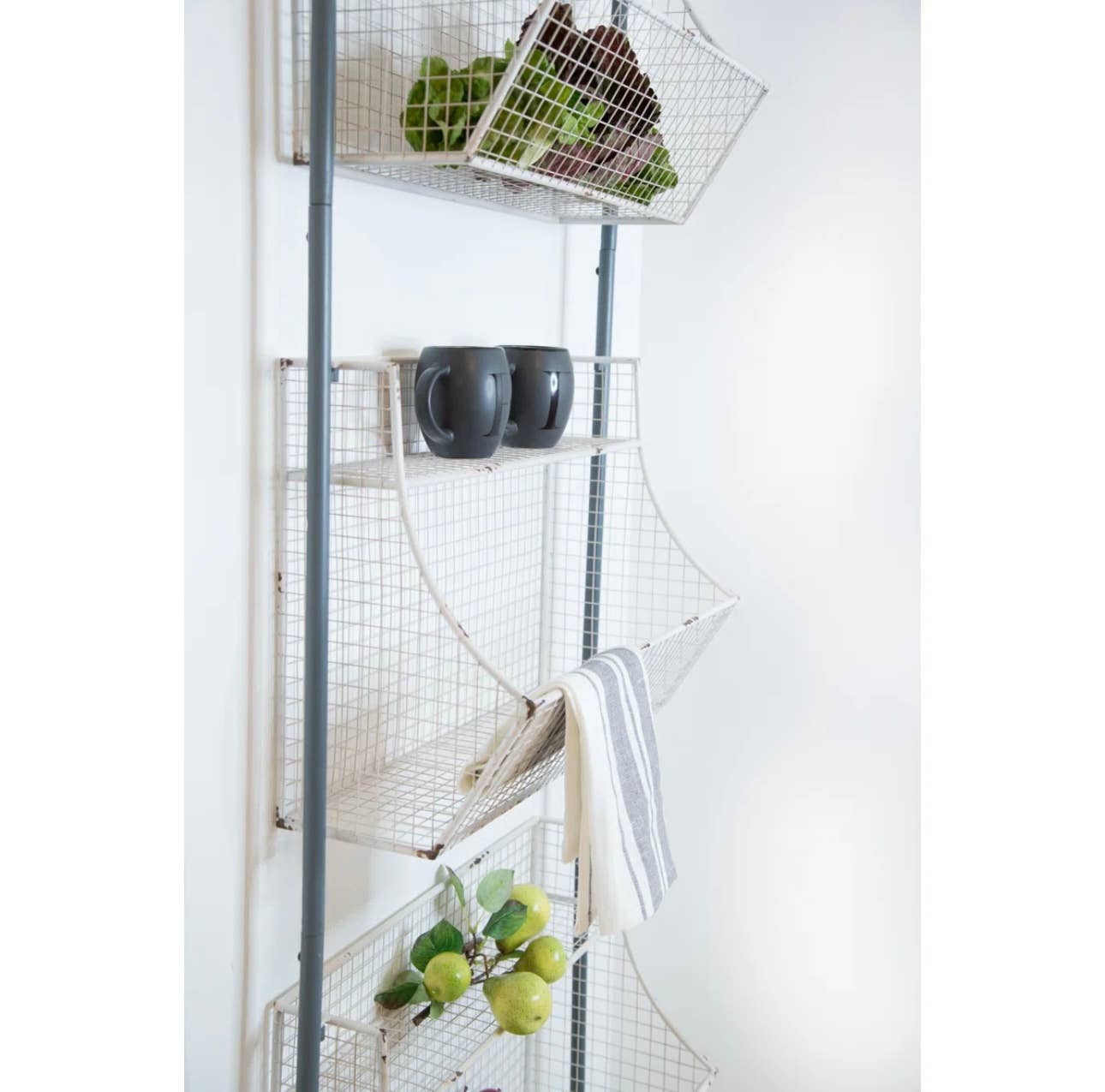 Buckeye Craft Co. - Wholesale Wall Mounted Shelf - White Wire 3 Basket Industrial Wall Display 1