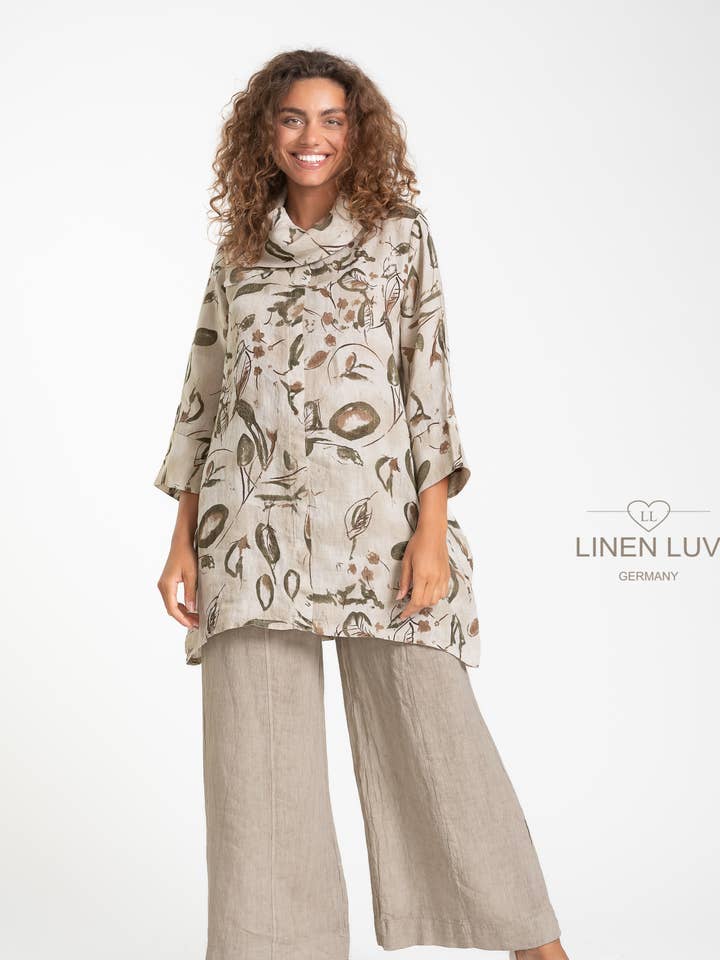 SS25 - Blouse en lin française Linen Luv (TP1584P-110) pour la vente par LINEN LUV