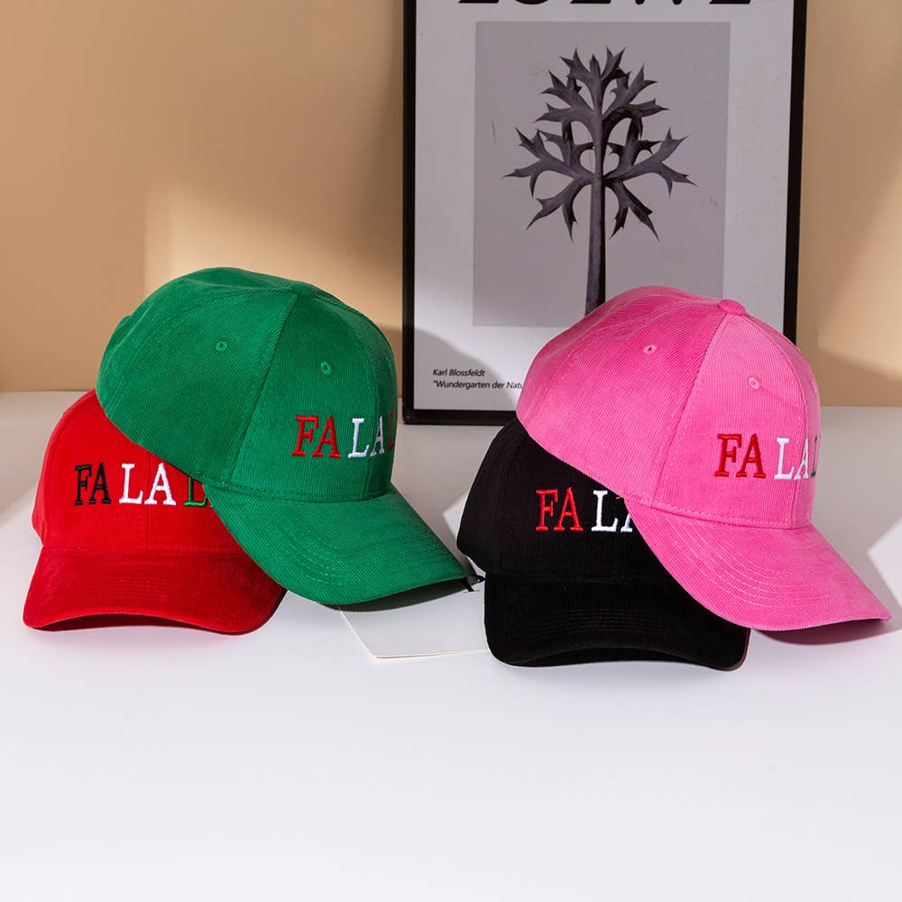 Sensibling Corp. - Wholesale Baseball Cap - Women's - FA LA LA Message Embroidered Five Panel Canvas Snapback Baseball Cap6