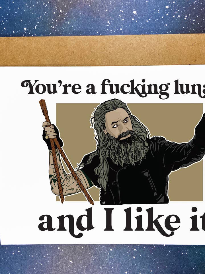 Fucking Lunatic Greeting Card - Blackbeard OFMD for wholesale by The Red Swan Shop
