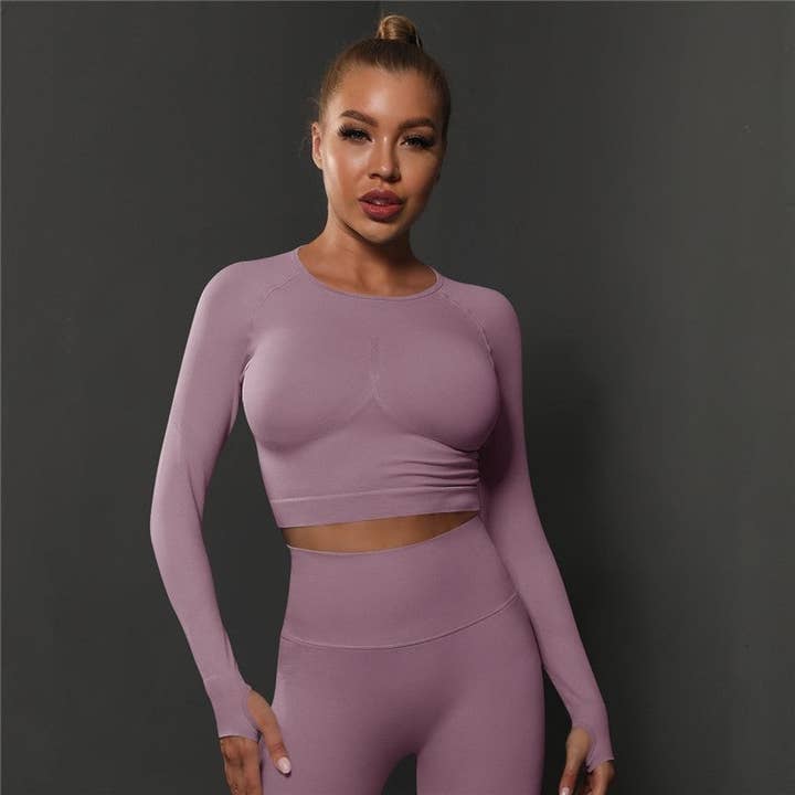 FurDecoration - Wholesale Athletic top – Women′s - Solid Color Sports Compression Long Sleeve T-Shirt8