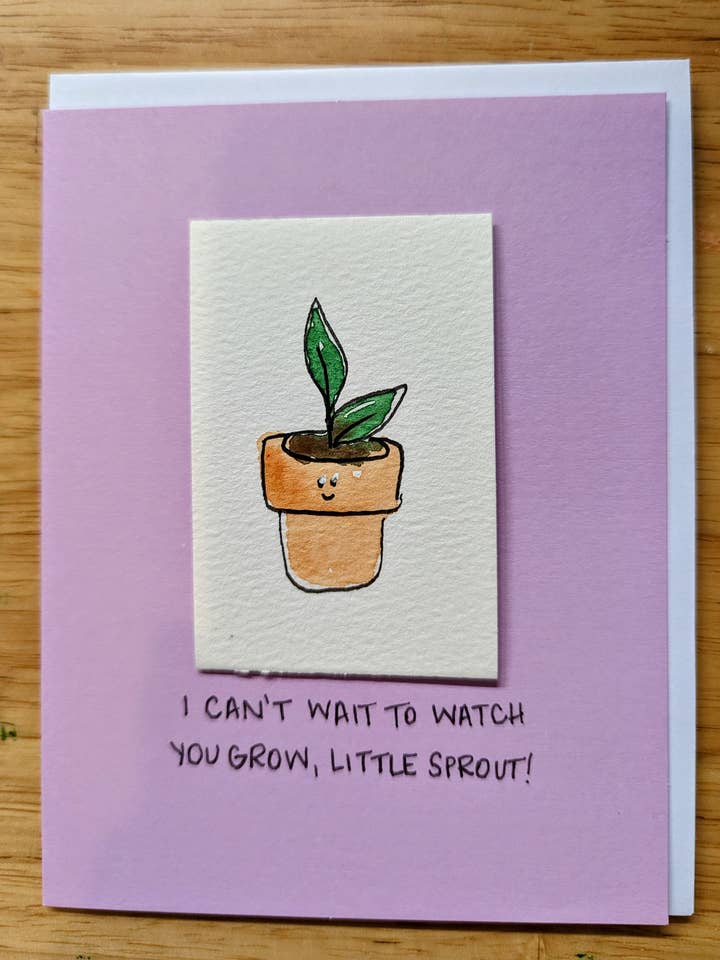 Lille spire akvarel ordspil kort for engroshandel hos AM Collective