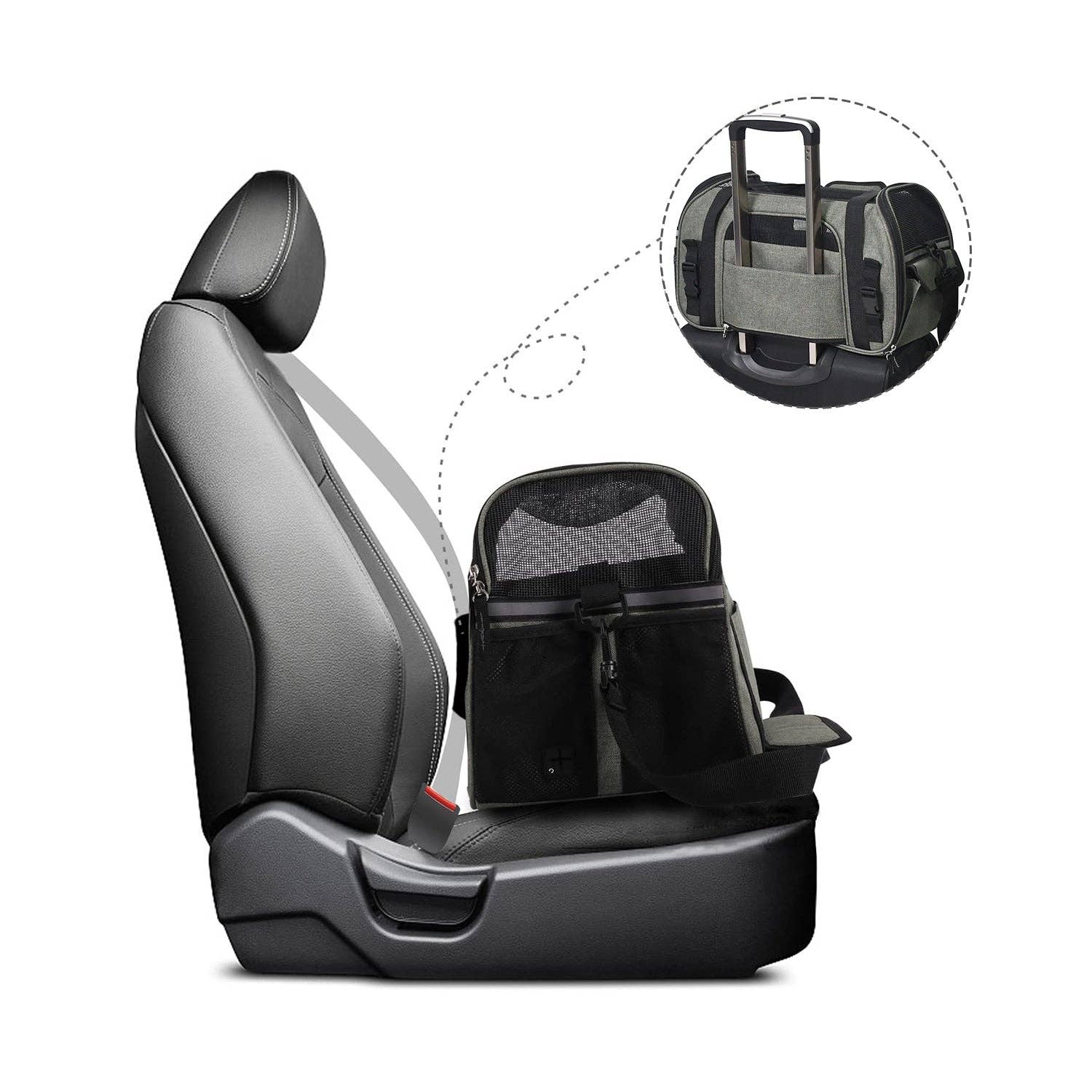 Jespet - Wholesale Pet Carrier - Cat/Dog - GOOPAWS Soft Sided Pet Carrier Perfect for Travel, Smoke Grey, 17"5