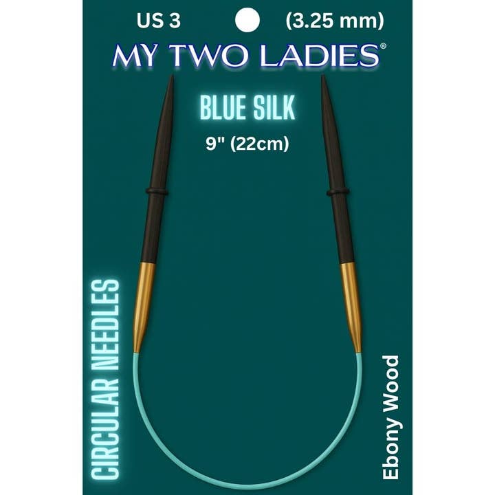 Soie Bleue | Aiguilles à Tricoter Circulaires 9" | Ébène | 6 Tailles pour la vente par My Two Ladies