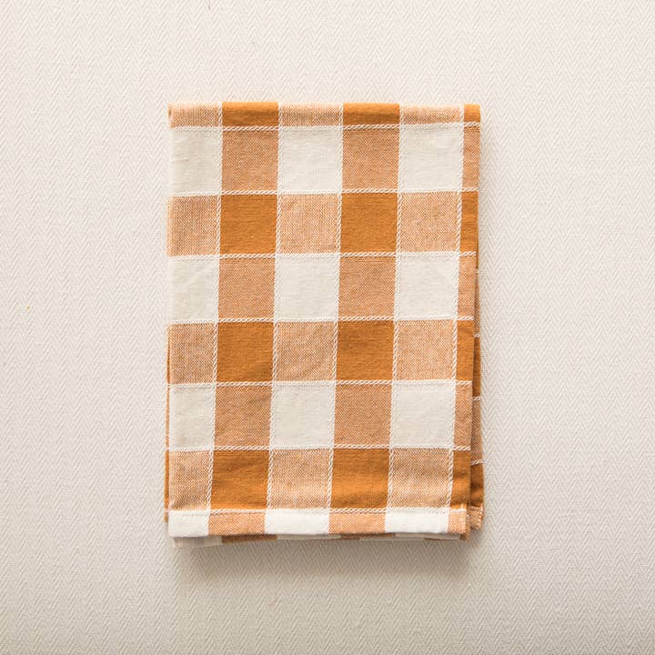 Mahe Homeware - Wholesale Tea Towel - Check Woven Cotton Kitchen Towel Ginger