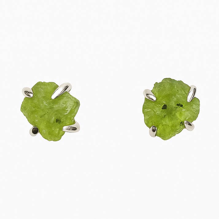 Peridot Rå Studs Stiftörhängen Sterling Silver Kloklämma för wholesale av Wendy Vernon Designs
