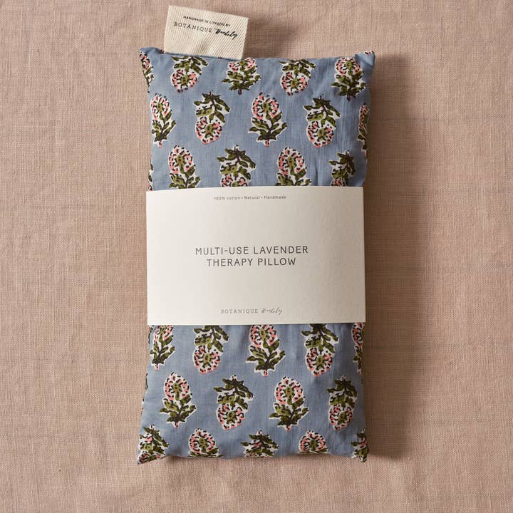Botanique Workshop - Wholesale Spa/Therapy Pillow - Multi-Use Lavender Therapy Pillow | Block Print Blue Floral