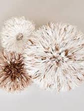 Set of 03 white and beige juju hats for wholesale by HOME DECOR FR