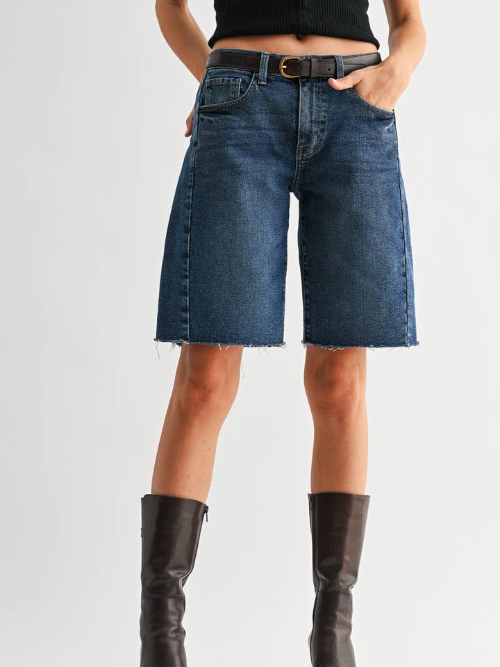 BH522J -DK - Seamed Longer Short for wholesale by JUST BLACK DENIM