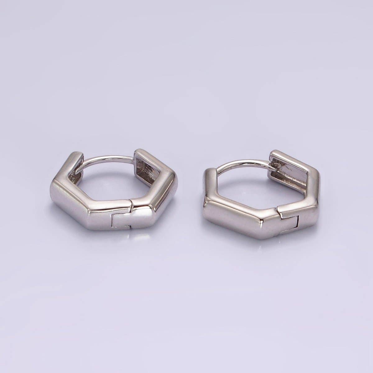 Aim Eternal - Wholesale Huggie Earrings - 24K Gold Filled Hexagon Huggie Hoop Earrings Q-2153