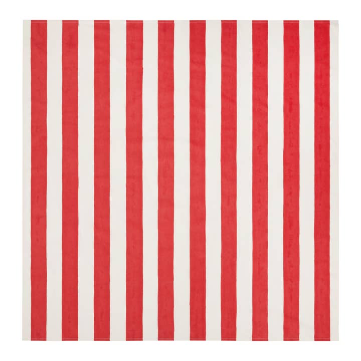 Couleur Nature - Wholesale Tablecloth - St. Tropez Red Stripes | French Tablecloth