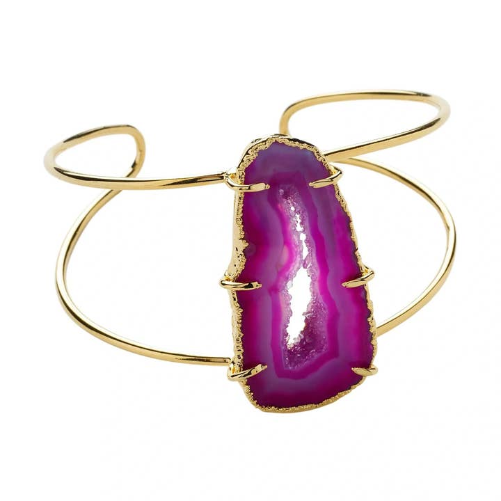 Magenta roze edelsteen 'Summer Love' manchetarmband voor wholesale door YAA YAA LONDON