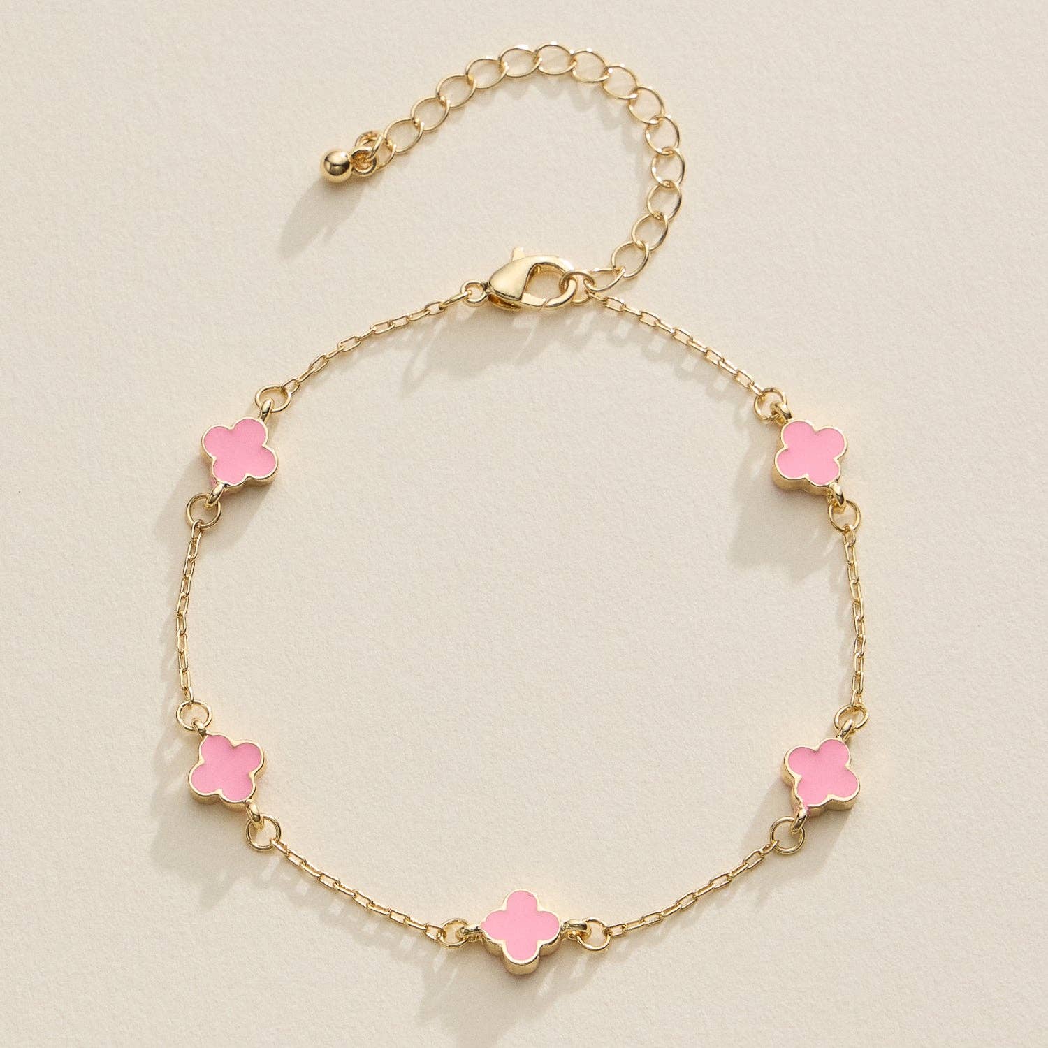 Lilla Haven - Wholesale Charm/Dangle Bracelet - Gold Clover Charm Bracelet – Elegant Dainty Chain with Enamel Accents5