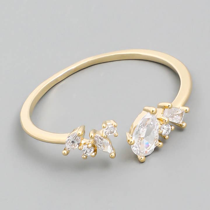 Oval Marquise Rhinestone öppen ring för wholesale av The Looks by Fame Accessories