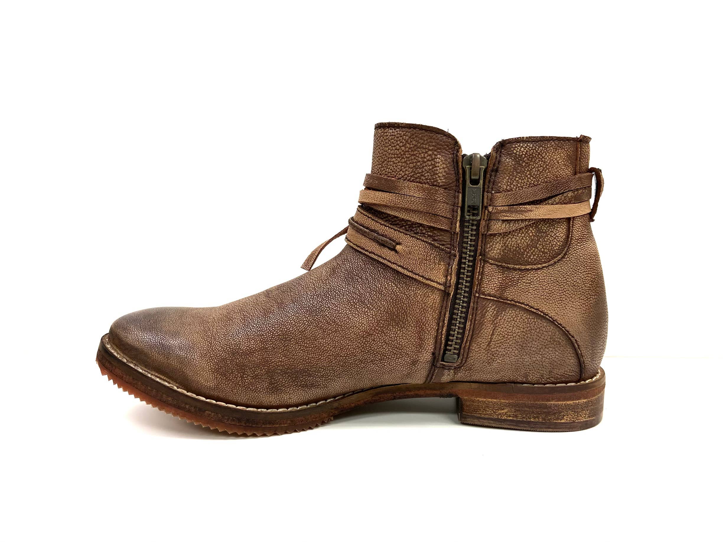 Only Partners - Wholesale Booties - Women's - Fringe Brown Low Top Ankle Boots with Side Cutouts1