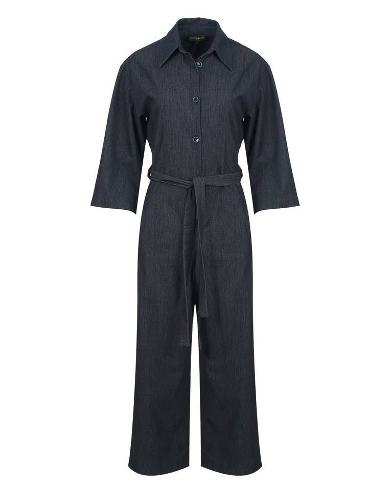 Combishort en jean gris foncé pour la vente par conquista