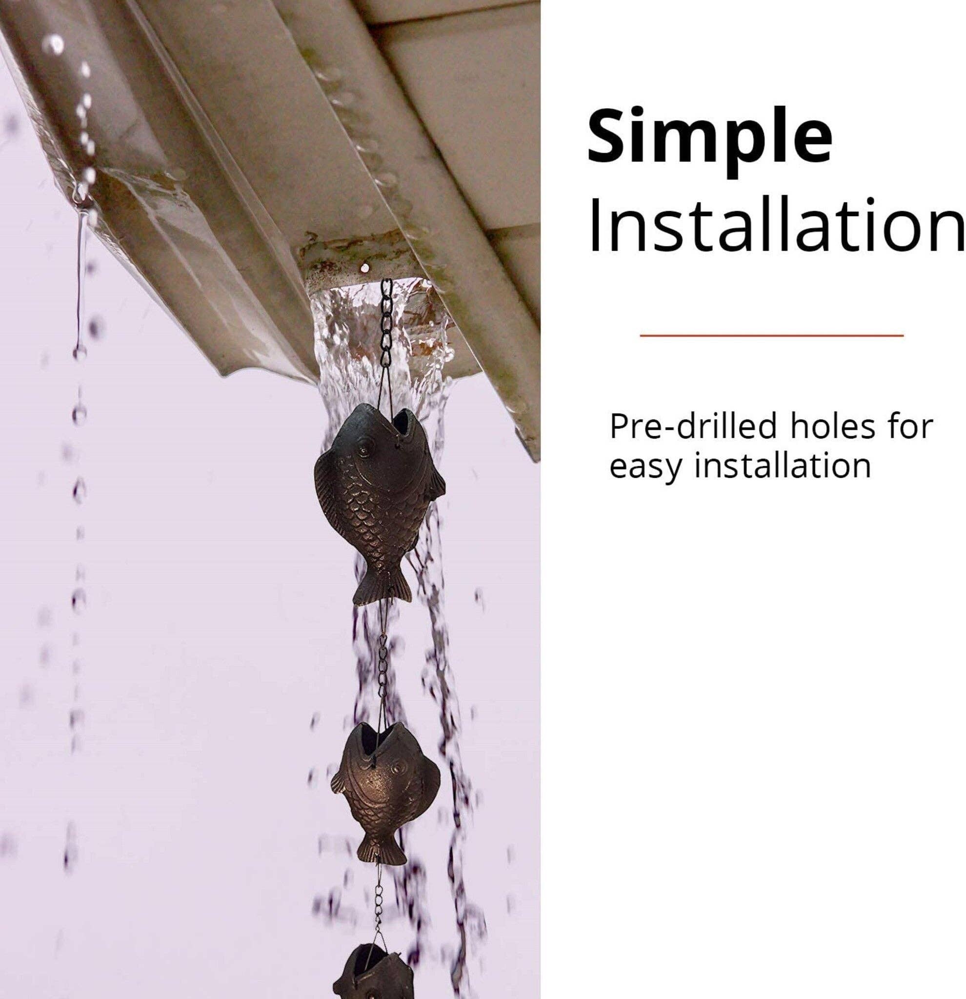 NACH - Vente Outil de jardinage - Chaîne de pluie en fonte avec poisson4