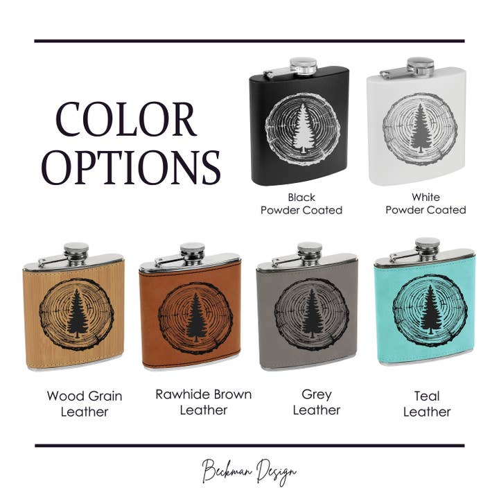 Beckman Design - Wholesale Flask - Flask-Tree Ring with Evergreen Tree