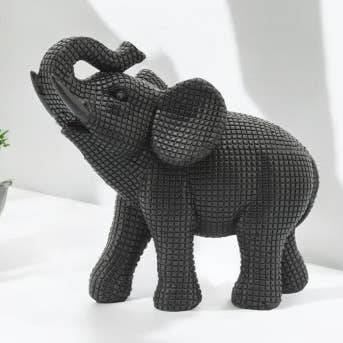 Resin Textured Elephant Figurine Table Accent - Black, 7 in. for wholesale by Sagebrook Home