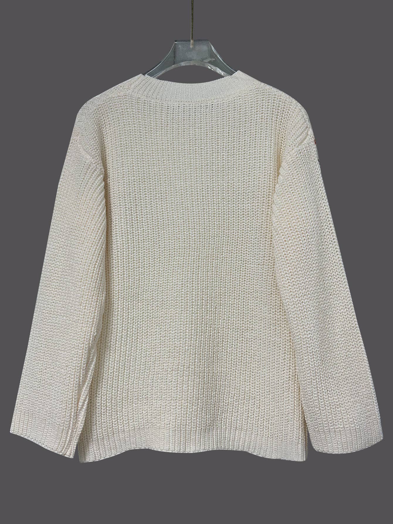 Apricot Round Neck Floral Fox Print Casual Knitted Sweater for wholesale on Faire1