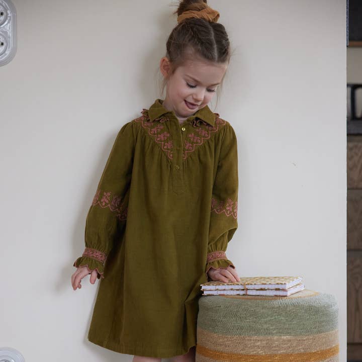 Clea Dress - Khaki / Old Pink for wholesale by Bonheur du Jour