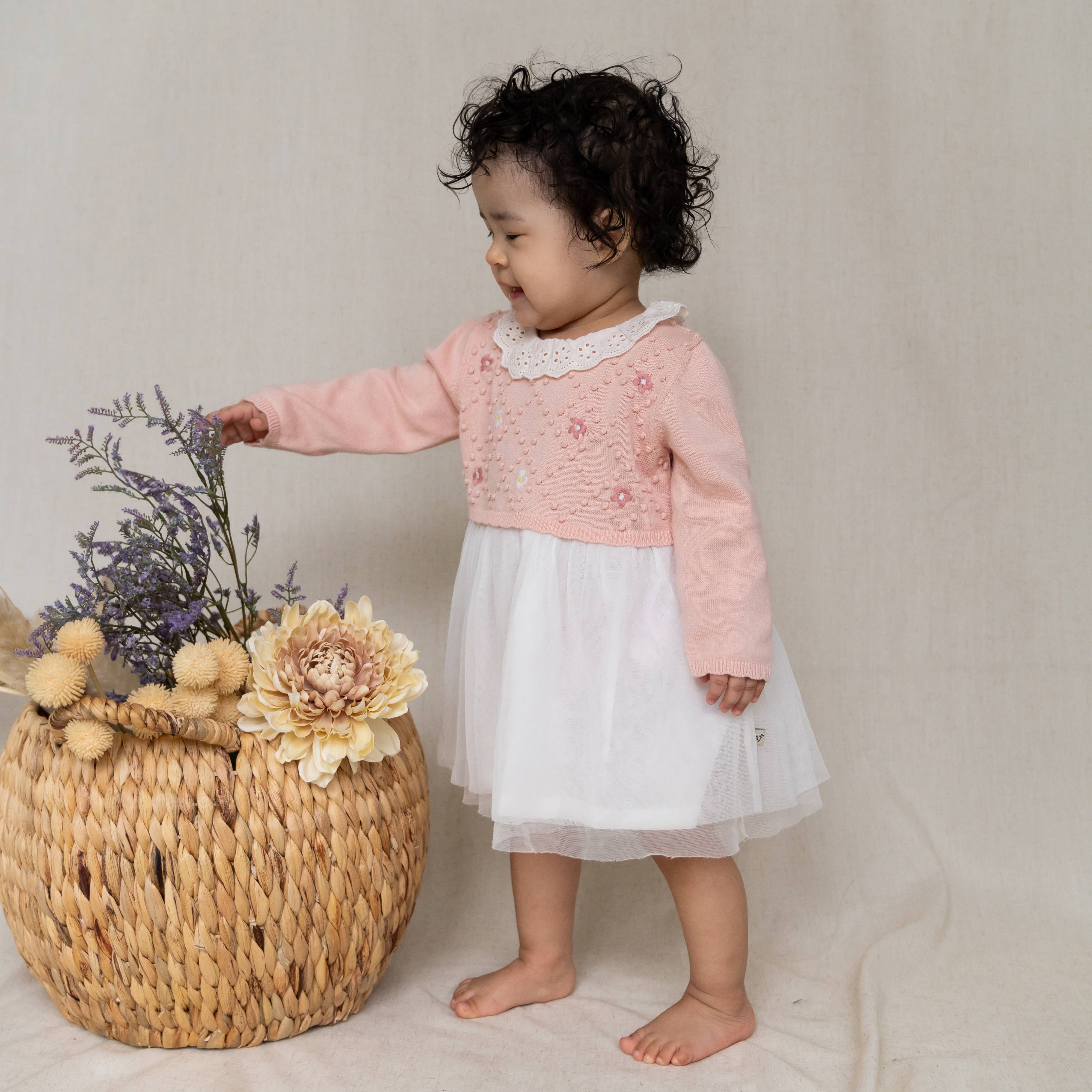 Viverano Organics - Wholesale Dress - Baby - Floral Embroidered Knit Tutu Dress (Organic Cotton)10