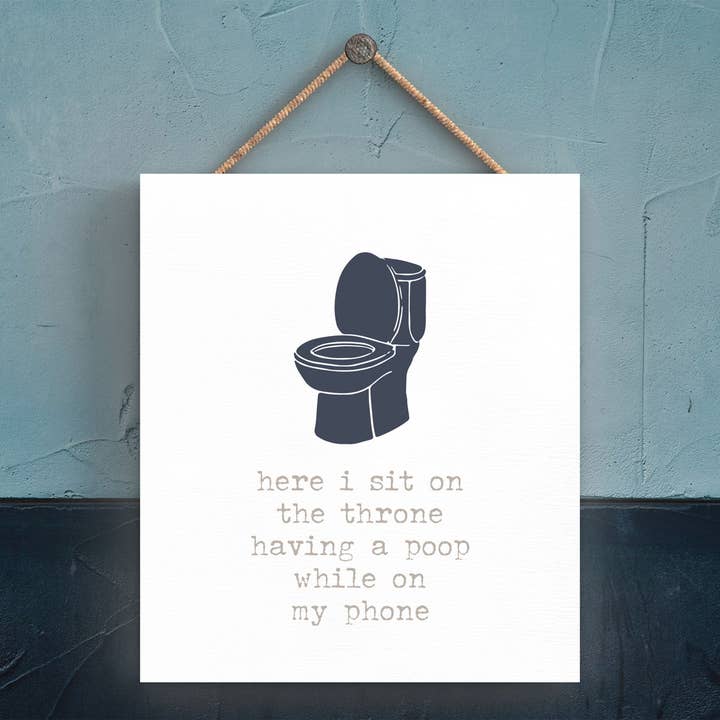 P3341 - Poop While On Phone Modern Grey Typography Home Humo for wholesale by Vivid Squid Wholesale