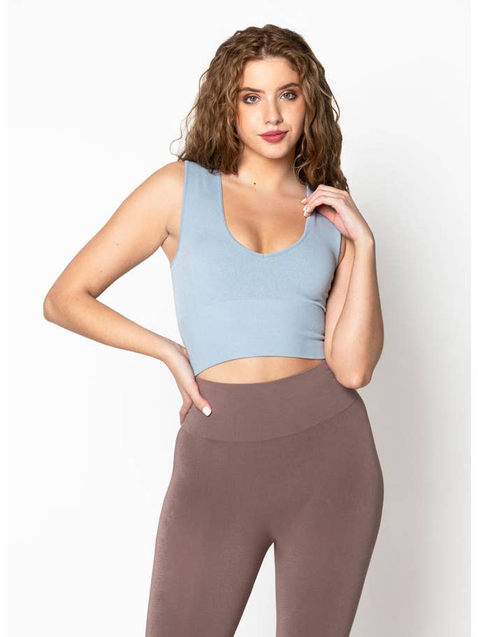 C'est Moi Clothing Co – wholesale Knit top – Women's – Bamboo Deep V Rib Top- CEBT100217