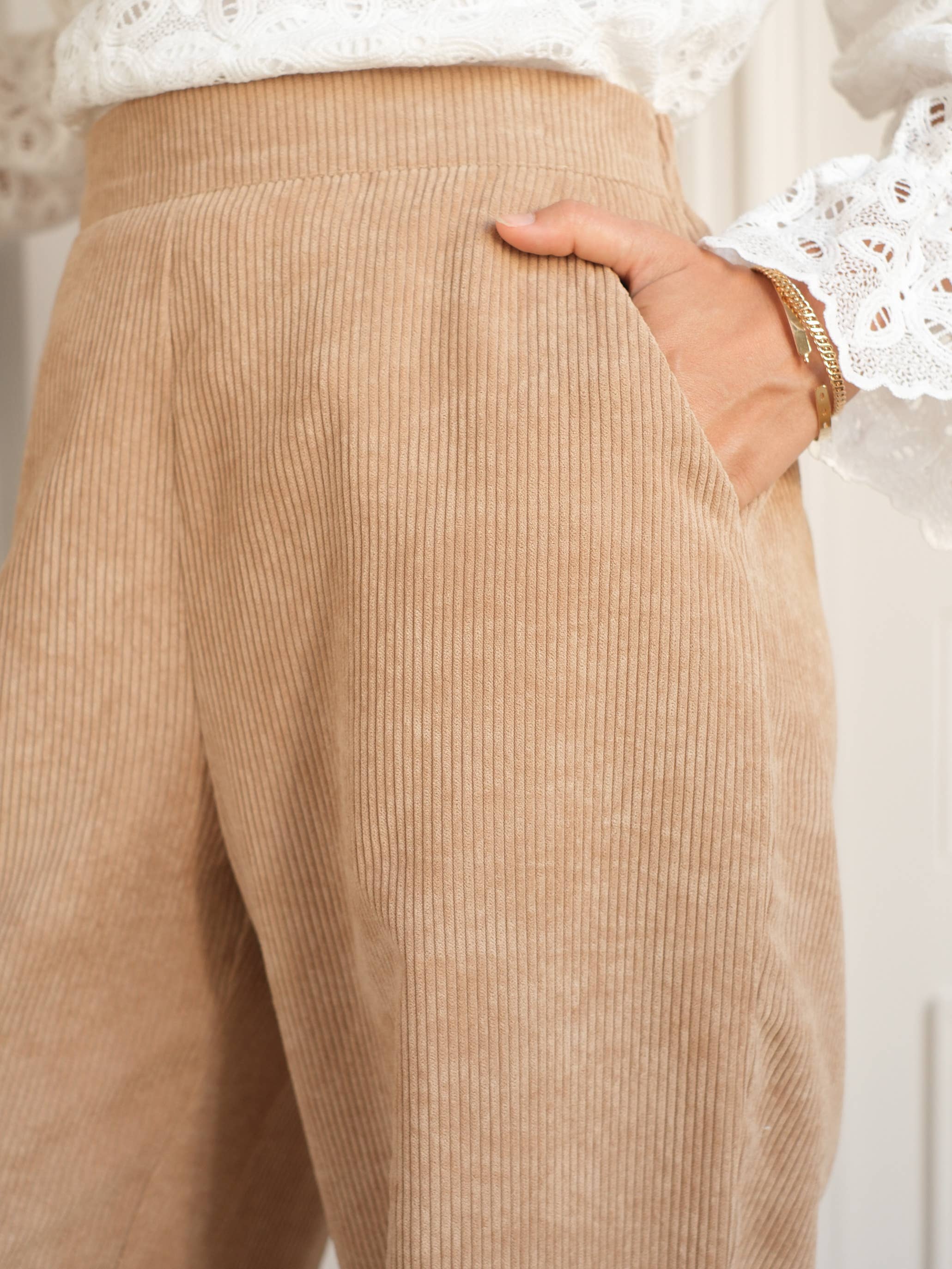 LOVIE & CO - Wholesale Pants - Women's - Corduroy pants with elastic waistband - 72926-1-LOIC3