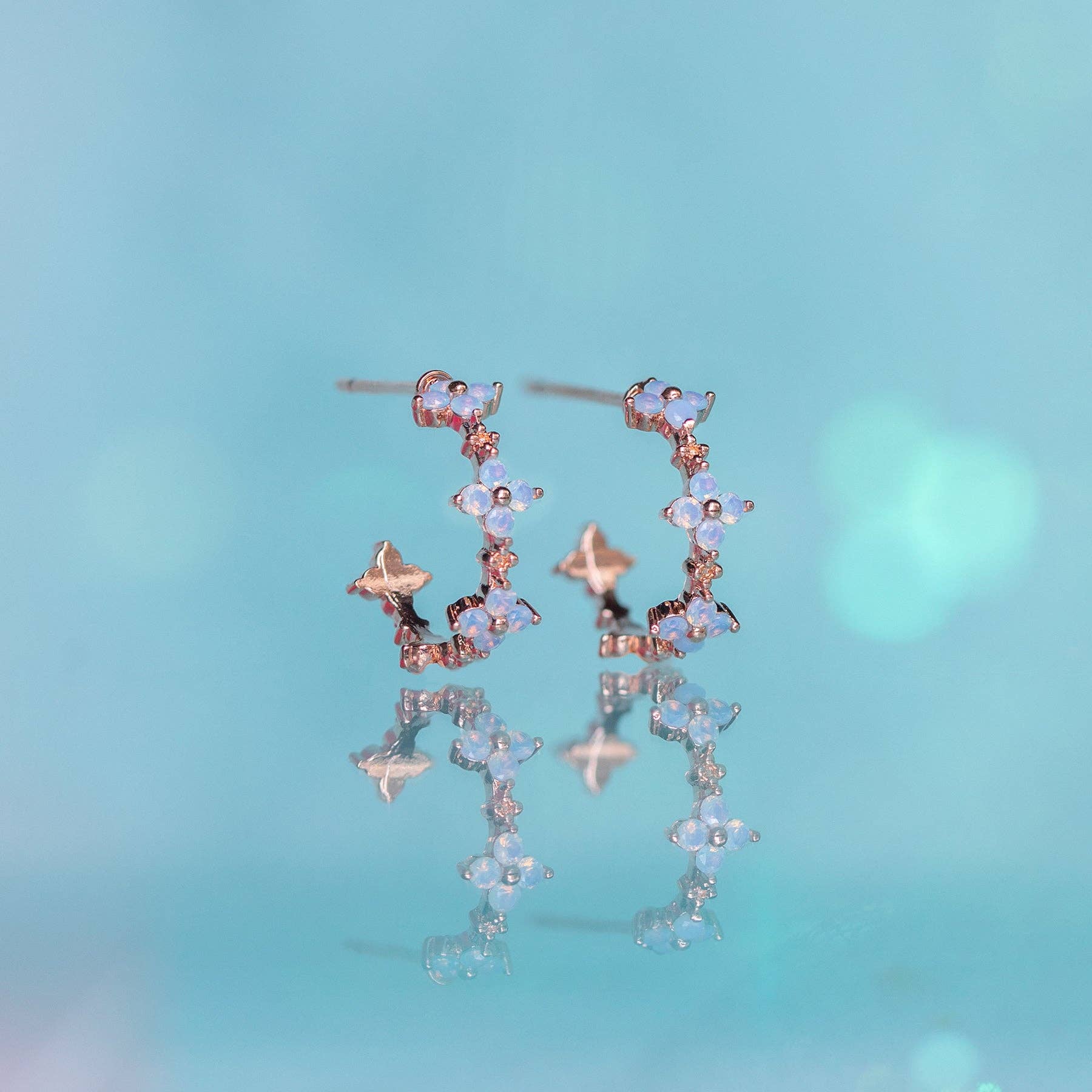 Girls Crew - Wholesale Hoop Earrings - Blue Blossom Love Hoops4